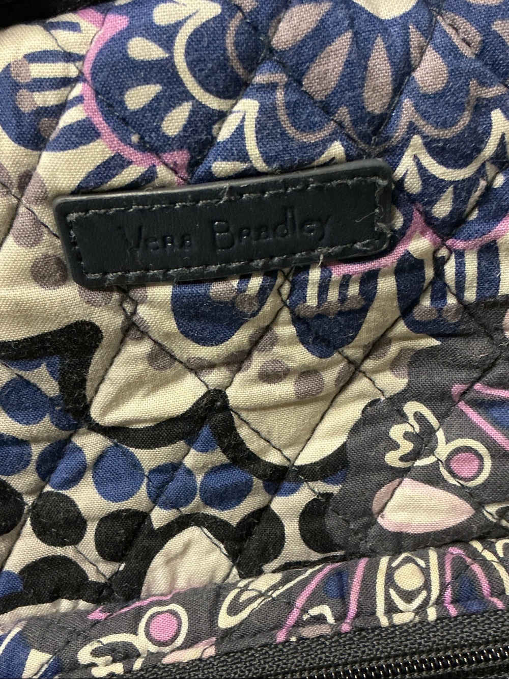 Vera Bradley Quilted Paisley Backpack and Cosmetic Case in Purple and Cream - Picture 2 of 16